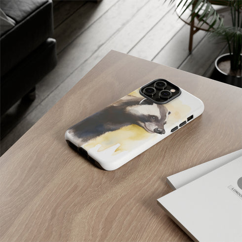 Badger on a Yellow Background - Impact Resistant Phone Case